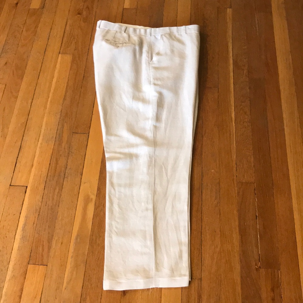 White linen dress pants